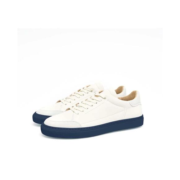 HIRUNDO White Midnight Blue Leather Sneakers Size EU 41 - Picture 1 of 9